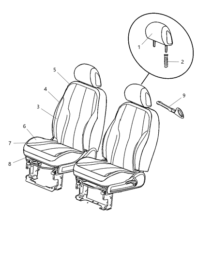 2008 Chrysler PT Cruiser Front Seats - Bucket Diagram 1