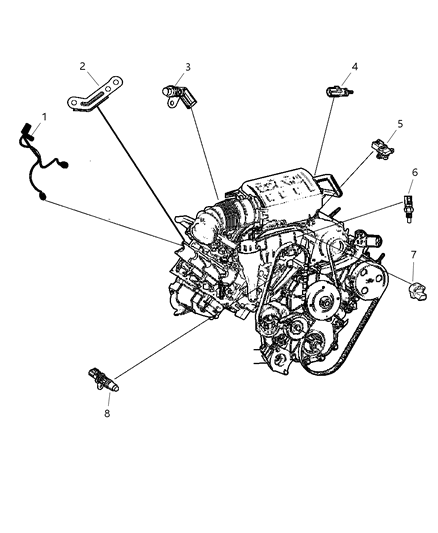 2006 Jeep Commander Sensors - Engine Diagram 1