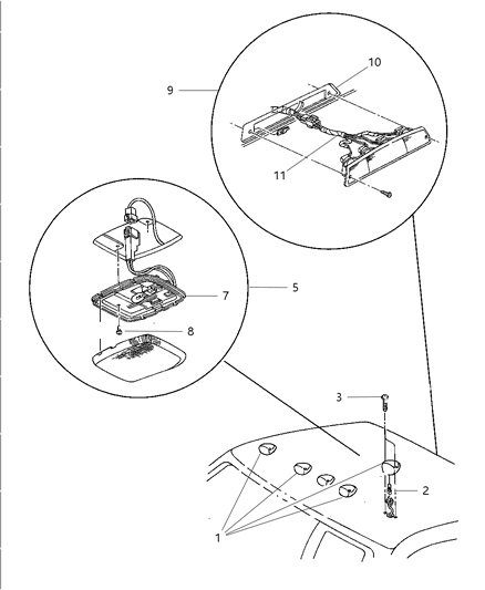 1998 Dodge Ram 3500 Lamps - Dome-Courtesy-Reading Diagram