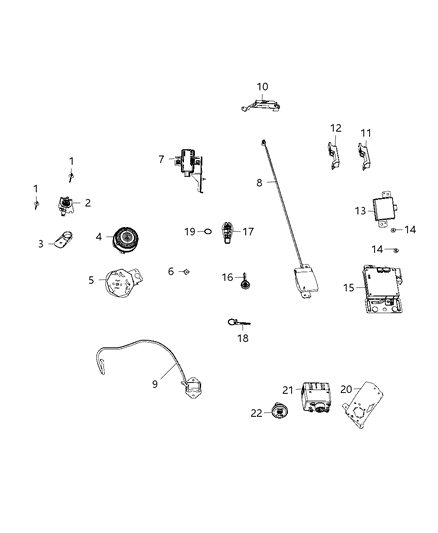 2012 Dodge Grand Caravan Module, Keys, Key Fob & Security Diagram