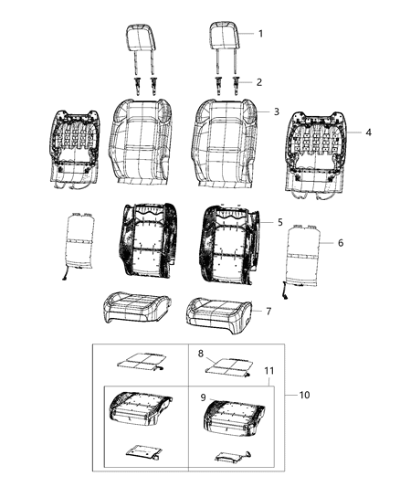 2021 Jeep Gladiator Seat Cushion Diagram for 68294071AD