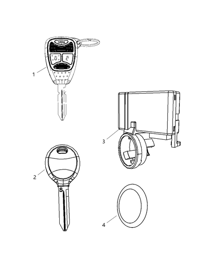 2009 Dodge Dakota Receiver Modules, Keys & Key Fob Diagram