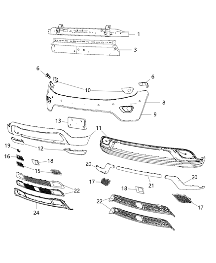 2014 Jeep Grand Cherokee Bracket-Bumper Diagram for 68144219AB