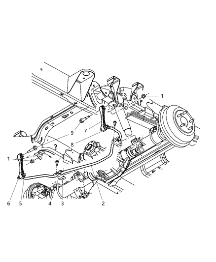 2005 Dodge Dakota Stabilizer Bar - Rear Diagram