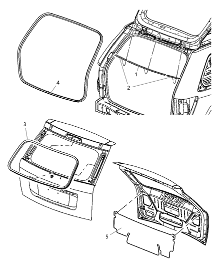 2005 Jeep Grand Cherokee Door, Rear Tail Gate Weatherstrips & Seals Diagram