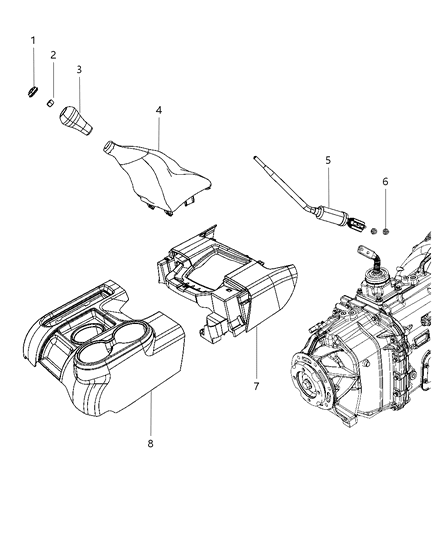 2013 Ram 3500 Gear Shift Boot, Knob And Bezel Diagram
