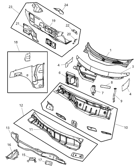 2005 Chrysler Pacifica Cowl & Dash Panel Diagram