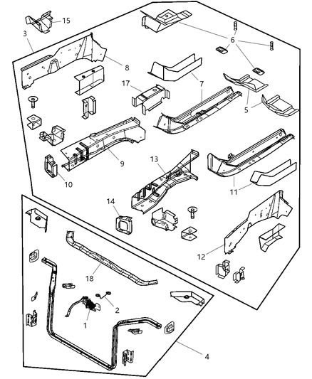 2007 Chrysler Pacifica Rail-Front Side Rail Rear Diagram for 4719776AB