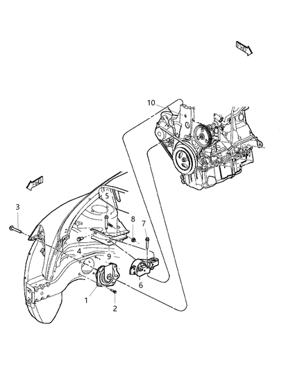 2008 Chrysler PT Cruiser Engine Mounting Diagram 3