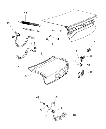 2018 Dodge Charger Decklid & Related Parts Diagram