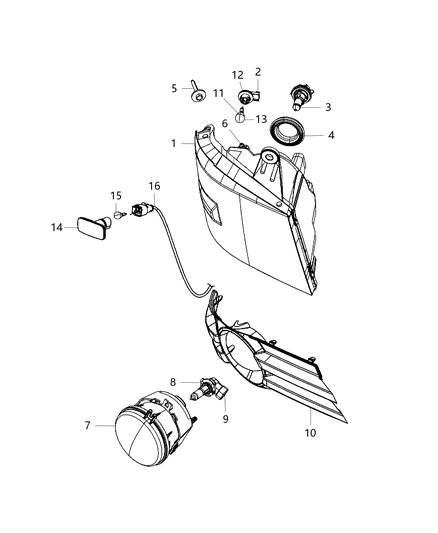 2013 Dodge Grand Caravan Lamps, Front Diagram