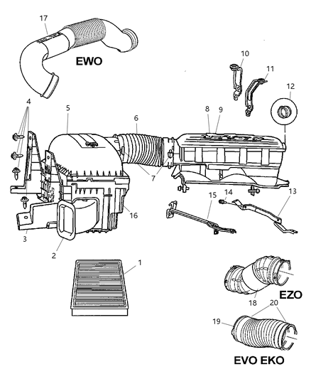 2006 Dodge Ram 1500 Ambient Air Duct Diagram for 5142663AA