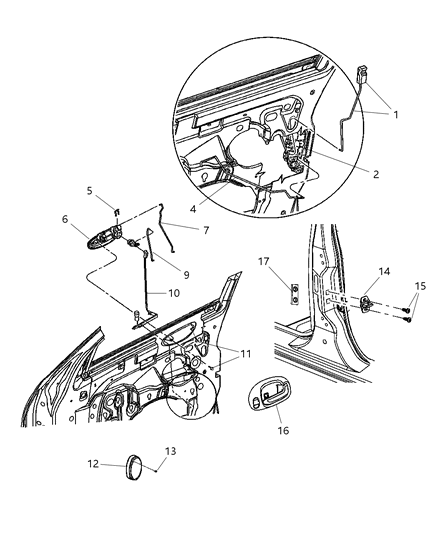 2006 Chrysler Sebring Front Door Latch Diagram for 5056174AE