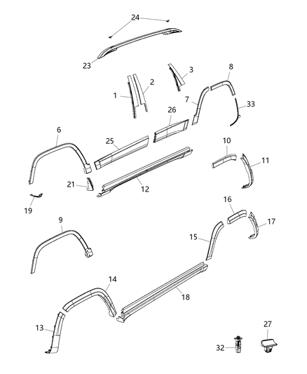 2018 Jeep Cherokee Exterior Ornamentation Diagram