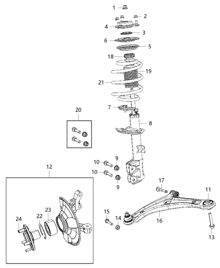 2015 Jeep Compass Suspension - Front Diagram