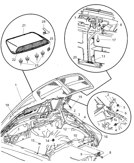 2005 Dodge Ram 1500 Hood Panel Diagram for 55275733AE