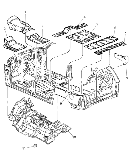 2001 Dodge Durango SILENCER-Floor Pan Diagram for 55350478AE