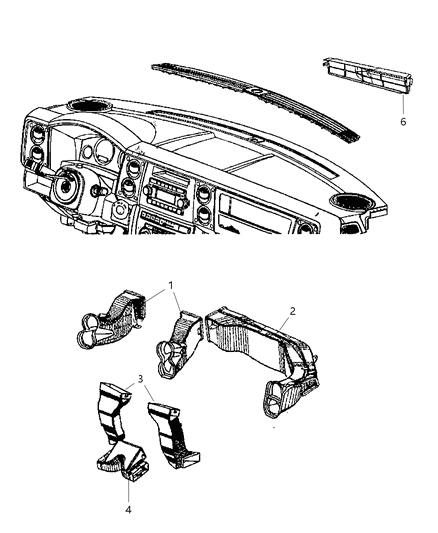 2008 Jeep Commander Duct-A/C Outlet Diagram for 55117104AB