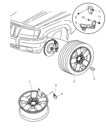 2006 Jeep Grand Cherokee Wheels & Hardware Diagram