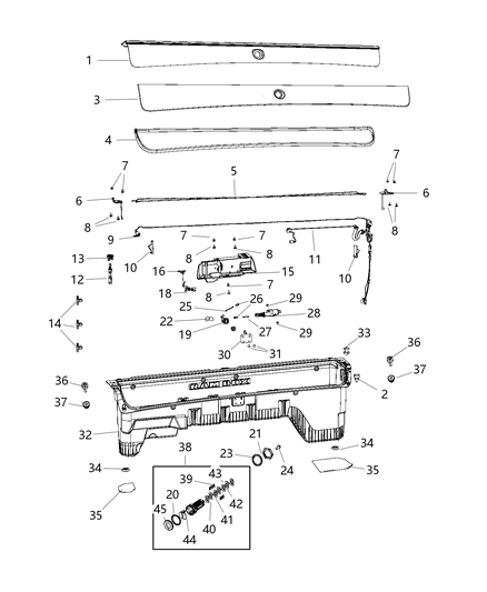 2018 Ram 1500 Mat Kit-Cargo Bin Diagram for 68164865AA