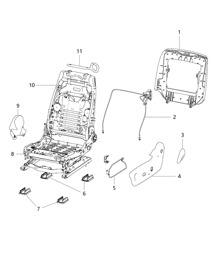 2013 Dodge Challenger Adjusters, Recliners & Shields - Driver Seat - Power Diagram