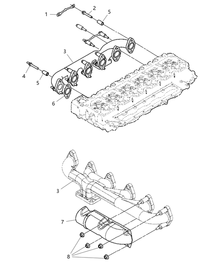 2008 Dodge Ram 3500 Exhaust Manifold & Heat Shield Diagram 2