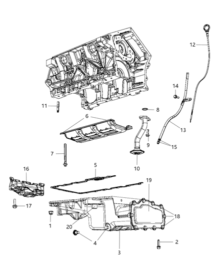 2010 Dodge Journey Engine Oil Pan & Engine Oil Level Indicator & Related Parts Diagram 4