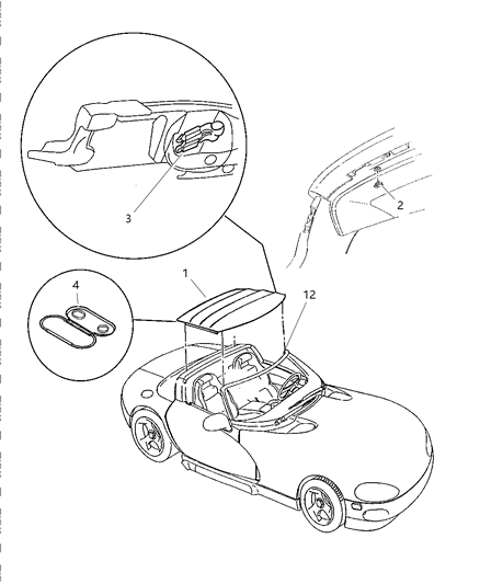 1999 Dodge Viper WEATHERSTRIP-A-Pillar To Roof Diagram for 4848645AE