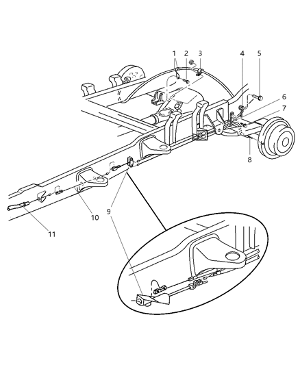 2002 Dodge Ram 2500 Quad & Club Cab Parking Brake Cable Diagram