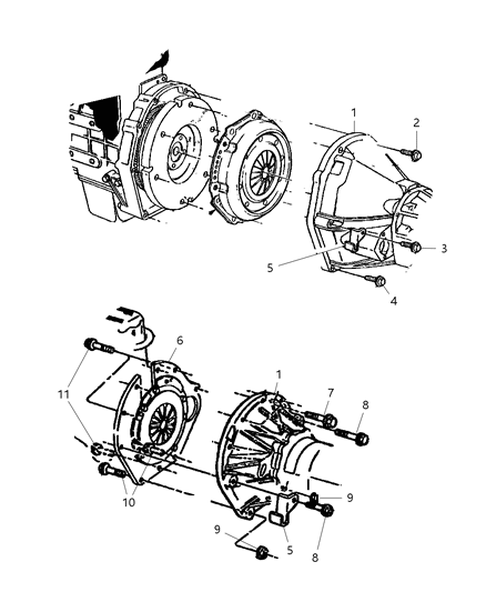 2001 Jeep Cherokee Clutch Housing & Pan Diagram