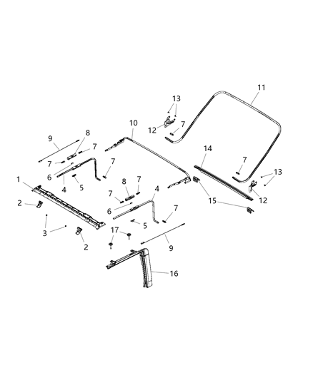 2015 Jeep Wrangler Soft Top Attaching Parts Diagram 1