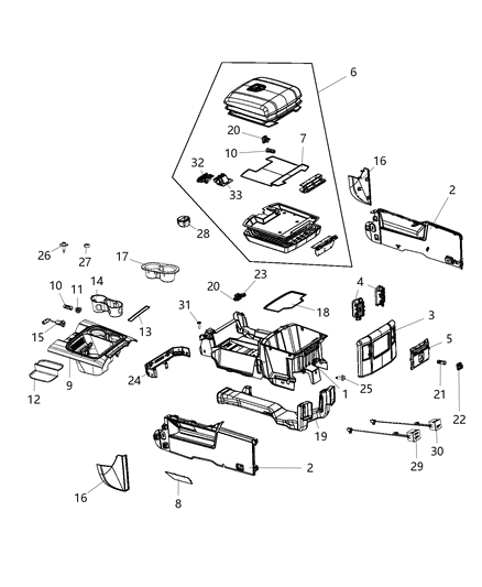 2016 Ram 3500 Floor Console Diagram 2