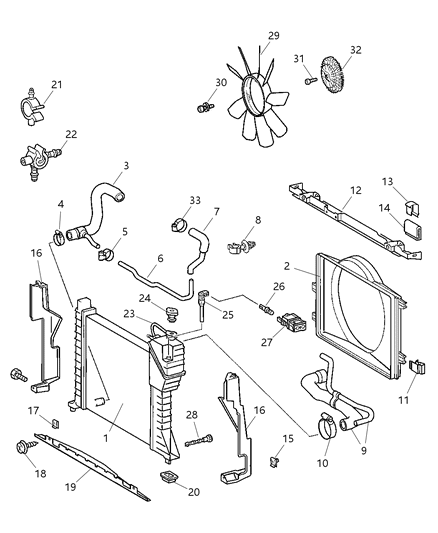 2002 Dodge Sprinter 3500 Radiator & Related Parts Diagram