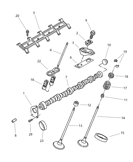 1998 Dodge Ram 2500 Regular Cab Camshaft & Valves Diagram 4