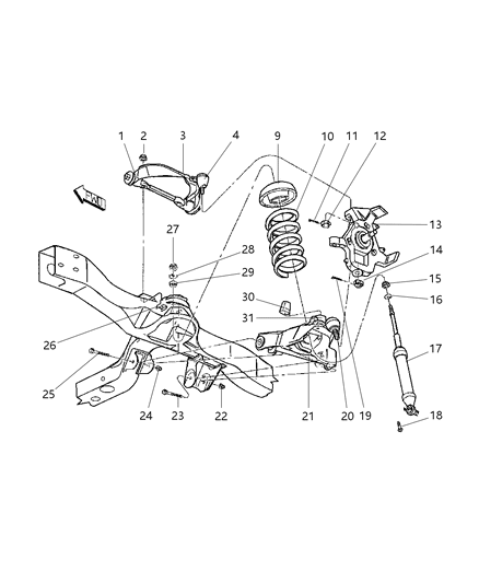 2001 Dodge Durango ABSORBER-Suspension Diagram for 5016352AA