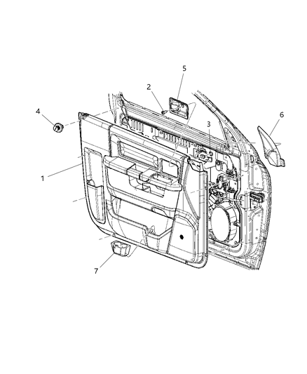 2010 Dodge Ram 1500 Front Door Trim Panel Diagram