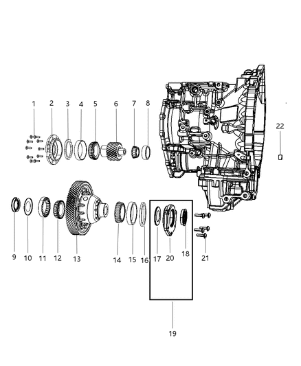 2008 Chrysler Town & Country Output Pinion & Differential Diagram