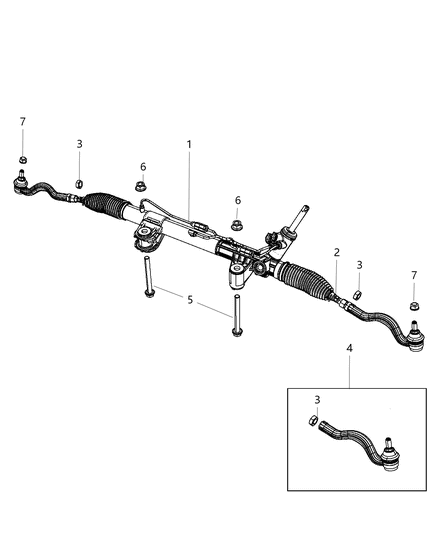 2011 Dodge Durango Rack And Pinion Gear Remanufactured Diagram for R2124727AF