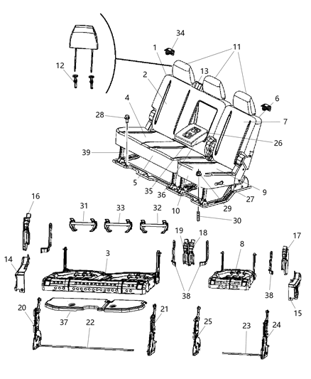 2011 Ram 3500 Cap-Bezel Screw Diagram for 1RG68XDVAA