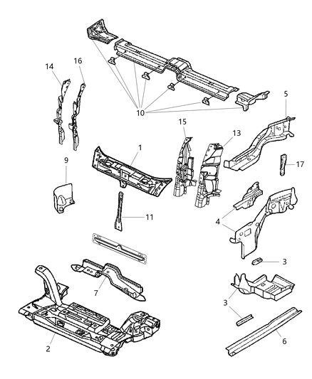 2009 Chrysler PT Cruiser CROSSMEMBER-Front Suspension Diagram for 5272962AE