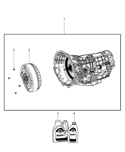2009 Jeep Wrangler Trans-With Torque Converter Diagram for RX037134AB