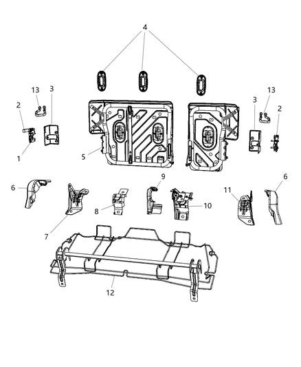 2011 Jeep Compass Rear Seat Attaching Parts Diagram