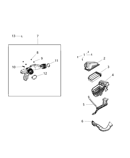 2021 Jeep Wrangler Air Cleaner Hose Diagram for 68310338AC