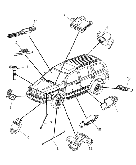 2005 Dodge Durango Sensors Body Diagram