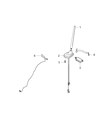 2015 Jeep Renegade Antenna-Cable & Base Assembly Diagram for 68256076AB