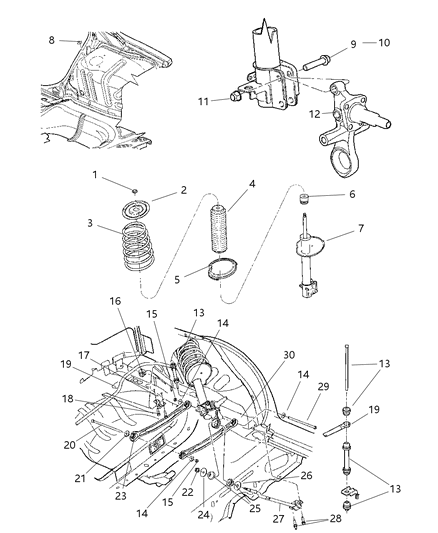 2005 Dodge Neon STRUT-Rear Suspension Diagram for 5290740AA