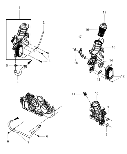 2007 Jeep Wrangler Gasket-Engine Oil Filter Housing Diagram for 68032202AA