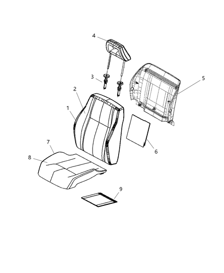 2008 Dodge Caliber Front Seat Back Cover Diagram for 1LY491DVAA