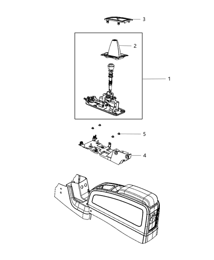 2009 Dodge Journey Gear Shift Boot , Knob And Bezel Diagram 1