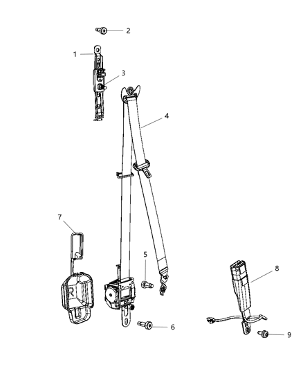 2013 Dodge Durango Front Outer Retractor Seat Belt Assembly Diagram for 1GE041T5AD